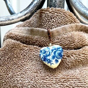 Sabika Blue and Cream Heart Pendant